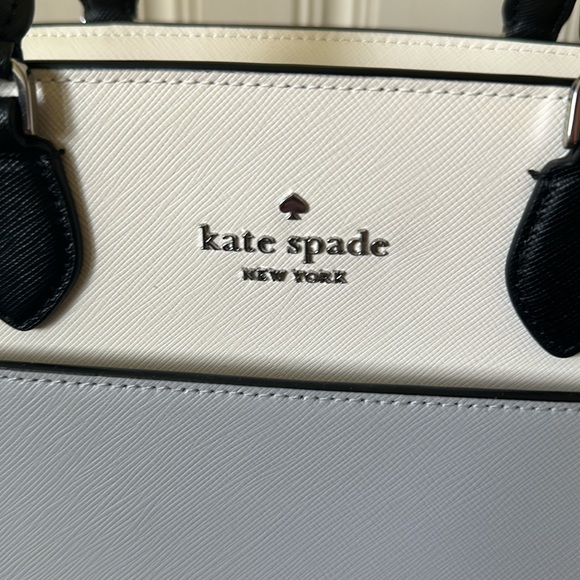 Kate Spade Madison Colorblock Saffiano Leather Medium Satchel Platinum Grey NWT - Picture 2 of 7